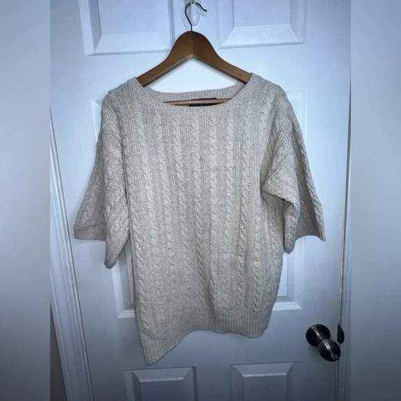 Ralph Lauren Women’s Medium Beige Linen Cotton Knit Short Sleeve Sweater Top M - Picture 8 of 11